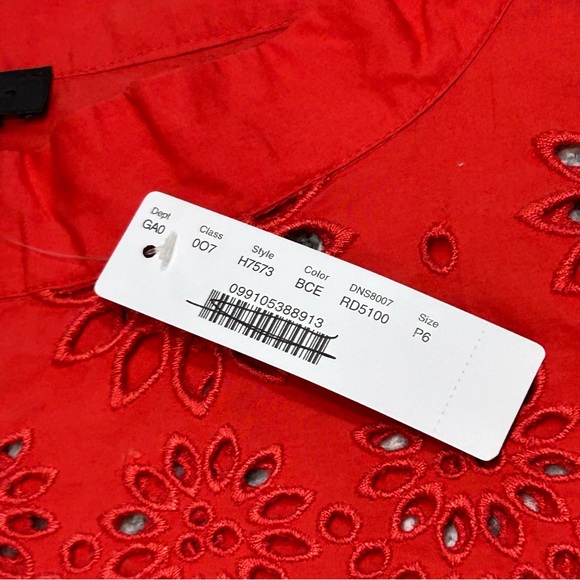NWT J. Crew Womens Size 6 Red Long Sleeve Eyelet Top - Picture 6 of 10